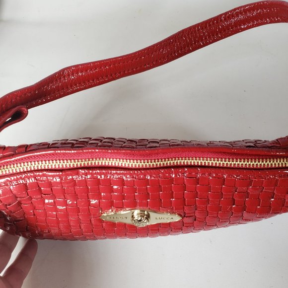 Elliott Lucca Red Patent Leather Woven Leather Bag - Picture 11 of 14